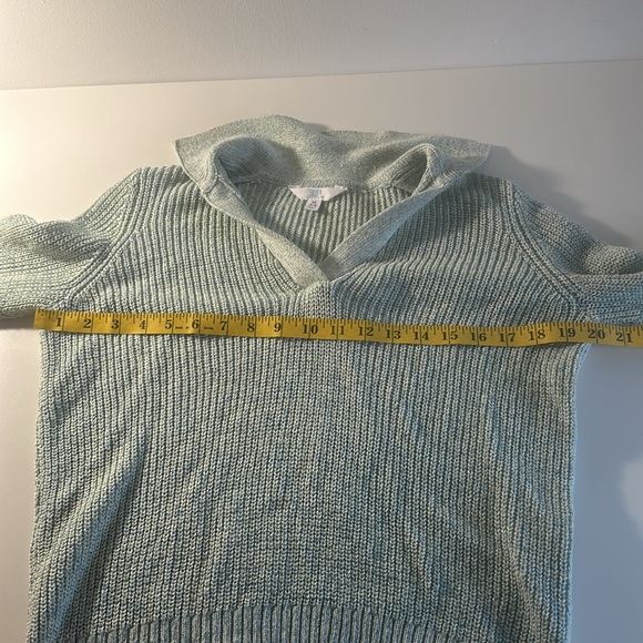 TIME AND TRU V NECK LIGHTWEIGHT GREEN SWEATER WITH COLLAR RIBBED KNIT LOOK XS - Picture 10 of 13